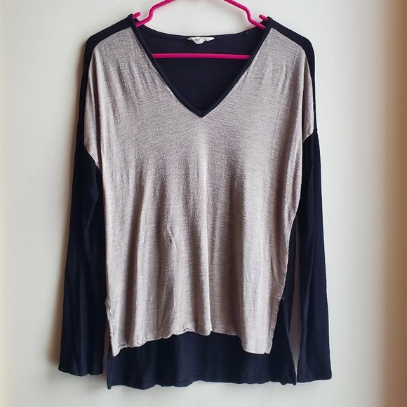 Madewell Tops - Madewell Tan & Black V-Neck Jersey Size Medium